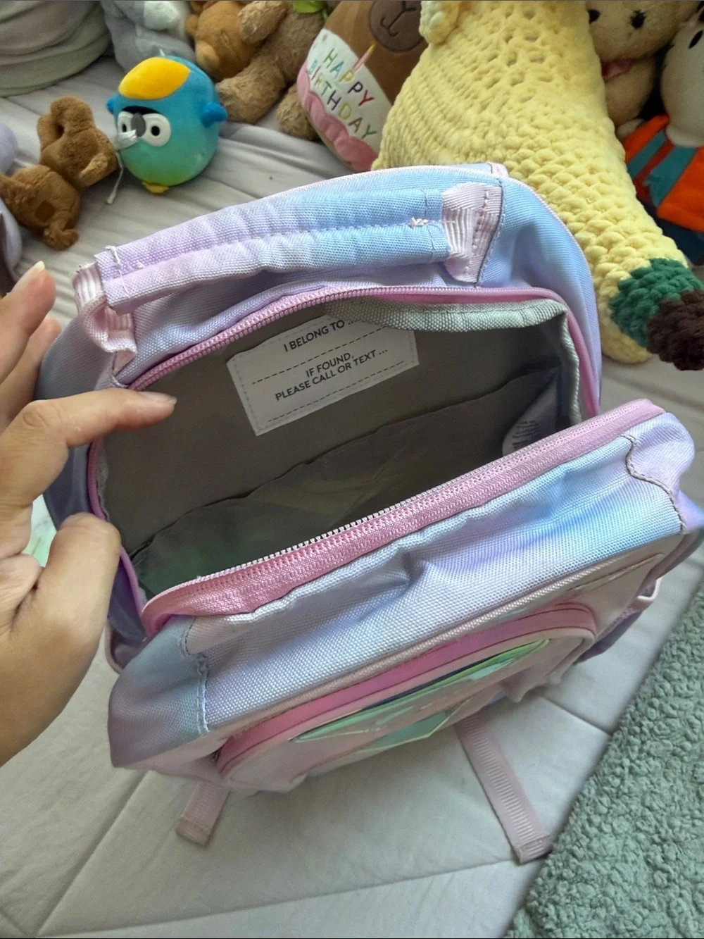 Pottery Barn Kids Pink Backpack with Iridescent Heart Windows